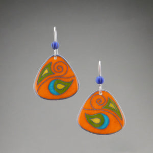 Orange Goose Egg Shell Jewelry - Brilliant Swirl Earrings