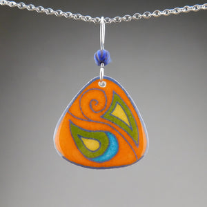 Orange Goose Egg Shell Jewelry - Brilliant Swirl Pendant