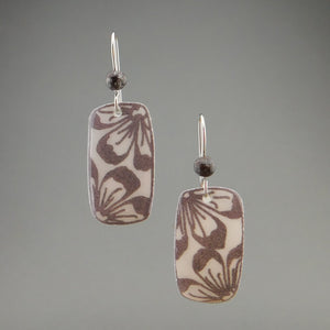 Grey Goose Egg Shell Jewelry - Rectangle Flower Earrings