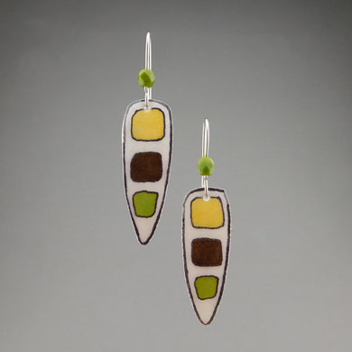 Brown Goose Egg Shell Jewelry - Block Shield Earrings