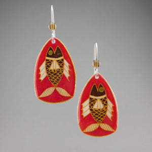 Red Goose Egg Shell Jewelry - Happy Fish Earrings