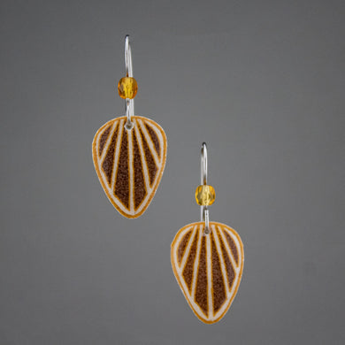 Brown Goose Egg Shell Jewelry - Raydrop Earrings - Small