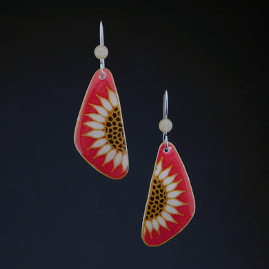 Red Goose Egg Shell Jewelry - Sunflower Earrings