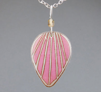 Pink Goose Egg Shell Jewelry - Raydrop Pendant
