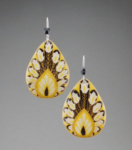 Yellow Goose Egg Shell Jewelry - Peacock Earrings