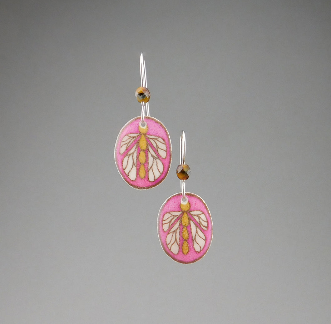 Pink Goose Egg Shell Jewelry - Bug Earrings Small