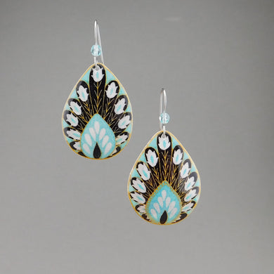 Blue Goose Egg Shell Jewelry - Ice Peacock Earrings