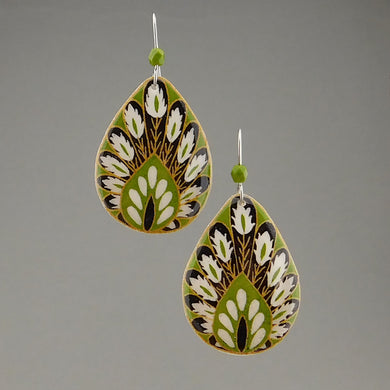 Green Goose Egg Shell Jewelry - Lime Peacock Earrings