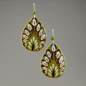 Green Goose Egg Shell Jewelry - Lime Peacock Earrings