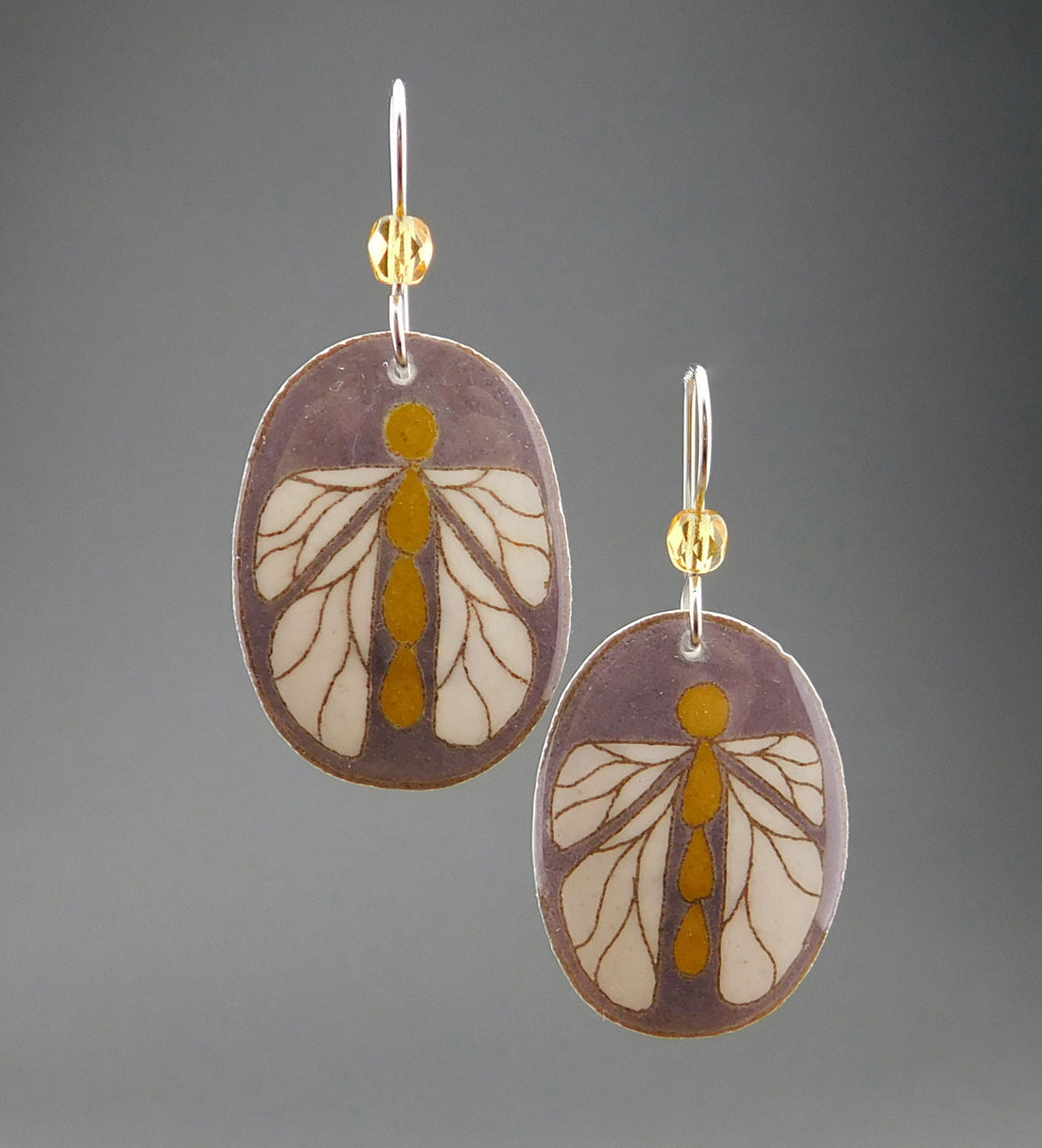Grey Goose Egg Shell Jewelry - Bug Earrings - Large
