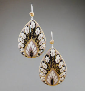 Grey Goose Egg Shell Jewelry - Peacock Earrings