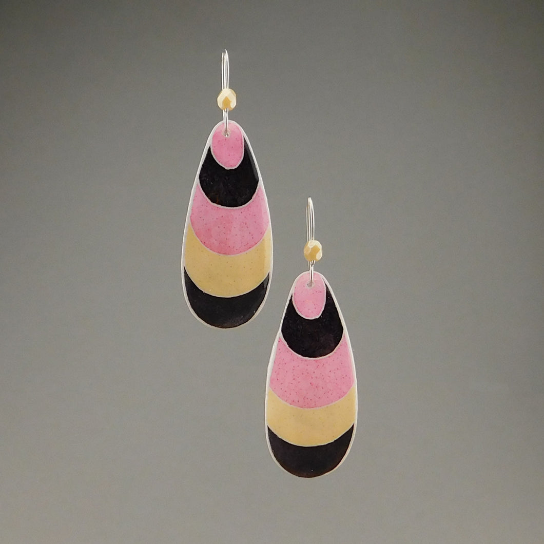 Yellow Goose Egg Shell Jewelry - Pink Groovy Stripes